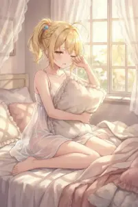 【宮前 乃々亜】寝起きのまどろみ、透ける寝間着で