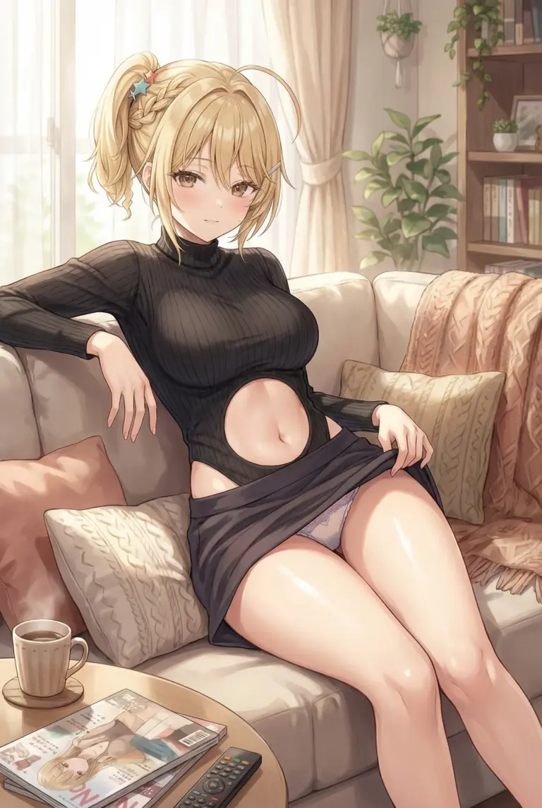 【宮前 乃々亜】ソファでくつろぐ大胆な私服