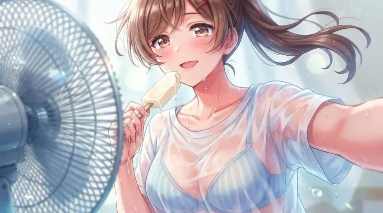 【間 瑞希】夏にひんやりアイス！汗ばむ笑顔の透明感