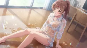 Mizuki Hazama’s Wet Shirt Mishap: A Charming Indoor Accident