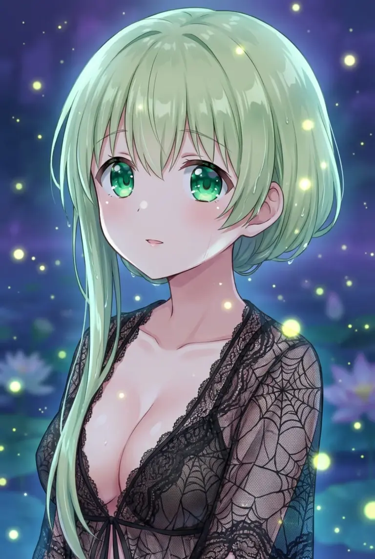 【セシリア】魅惑の黒レース姿、夜露に濡れて