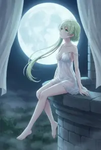 【セシリア】月夜に佇む聖女、神秘的な夜の装い