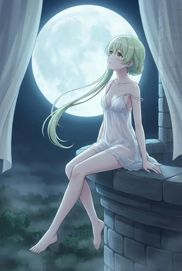 【セシリア】月夜に佇む聖女、神秘的な夜の装い