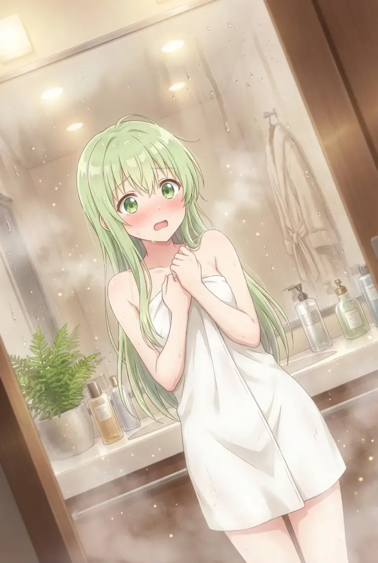 【セシリア】湯気立つバスルームで照れる聖女