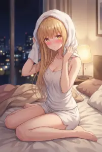 【椎名真昼】夜景を背に、お風呂上がりの無防備な真昼