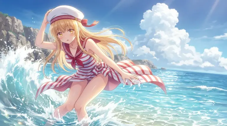 【椎名真昼】眩しい夏！水しぶきとセーラー水着