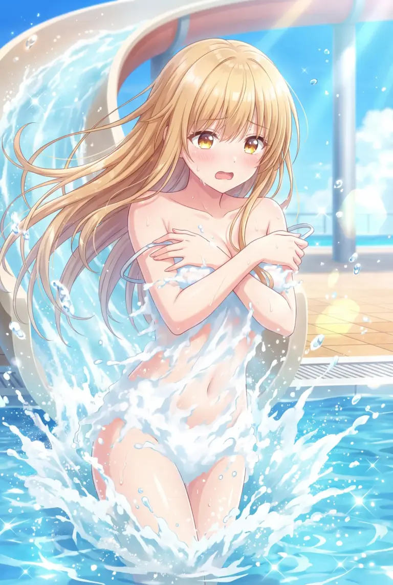 【椎名真昼】夏のプールでハプニング！？水しぶき