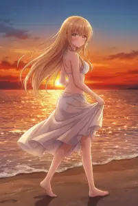 【椎名真昼】夕焼けビーチの天使様、水着姿で魅せる