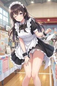 【周防 有希】メイド姿で可愛くウインク！学園祭へようこそ