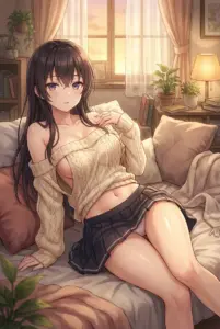 Yuki Suou’s Shy Charm: An Intimate Sunset Moment at Home