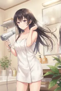 Suou Yuki’s Tender Moment: Drying Her Hair After a Relaxing Bath