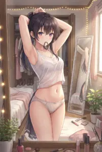 Suou Yuki: A candid private moment getting ready in her room