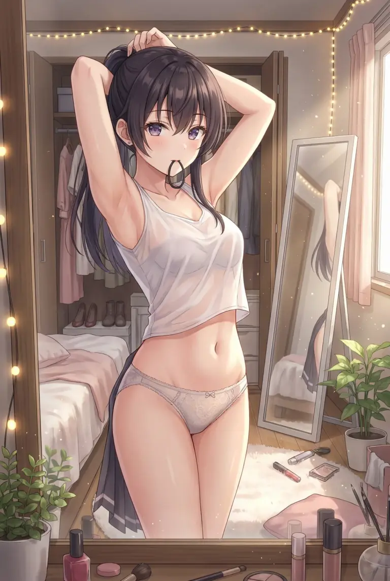 【周防 有希】髪を結ぶプライベートなひととき