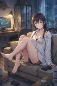 Suou Yuuki: A Charming Gamer’s Cozy Evening at Home