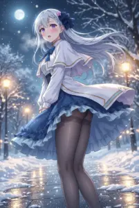 【ユフィリア・マゼンタ】雪降る夜、風に舞うスカート