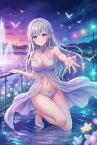 【ユフィリア・マゼンタ】夜の泉で魅せる幻想的な微笑み