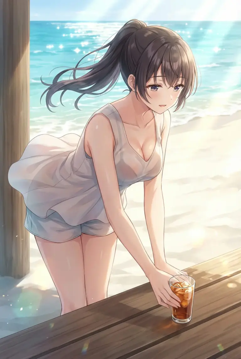 【周防 有希】夏のビーチで涼む癒しの瞬間