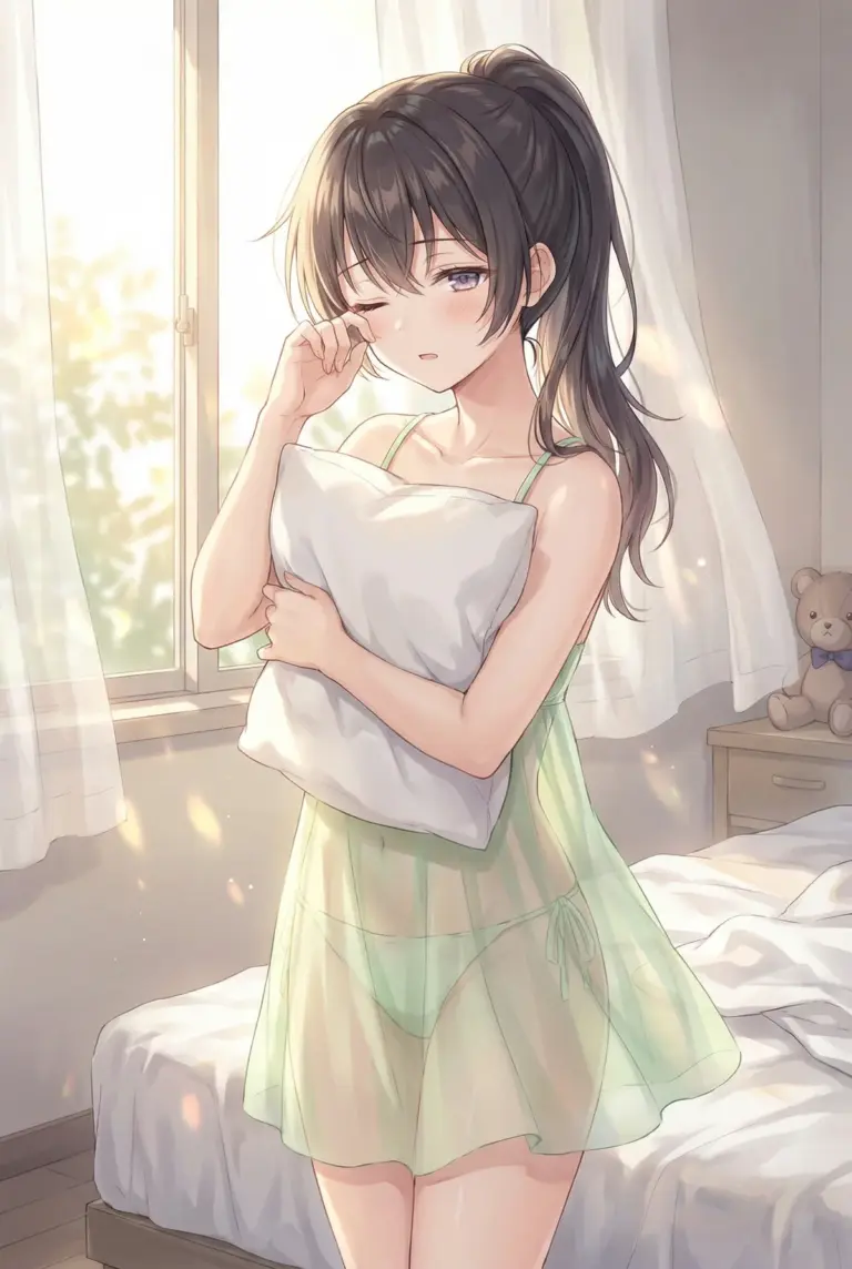 【周防 有希】寝起きのまどろみ、朝日に輝く透け感ルームウェア