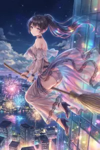 Yuki Suou: A Night Flight of Fantasy Above the City Fireworks