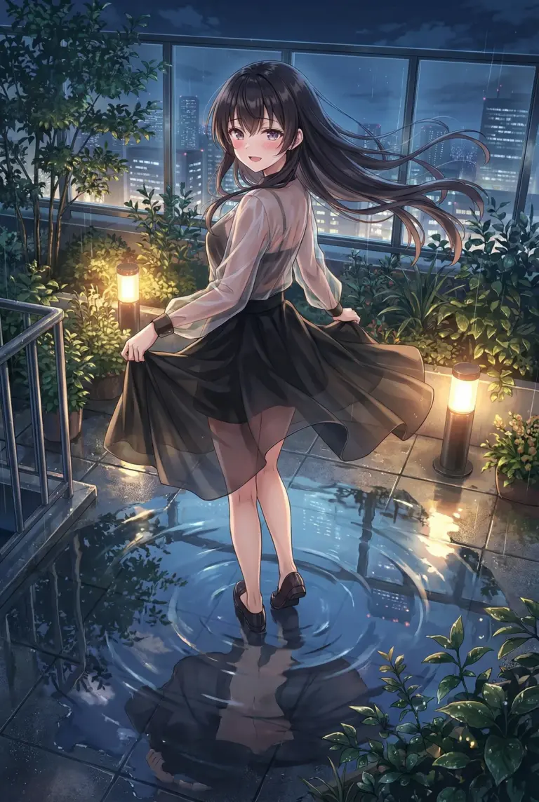 【周防有希】雨上がりの夜景、シースルー姿