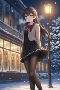 Yuki Suou’s Enchanting Snowy Night in School Uniform