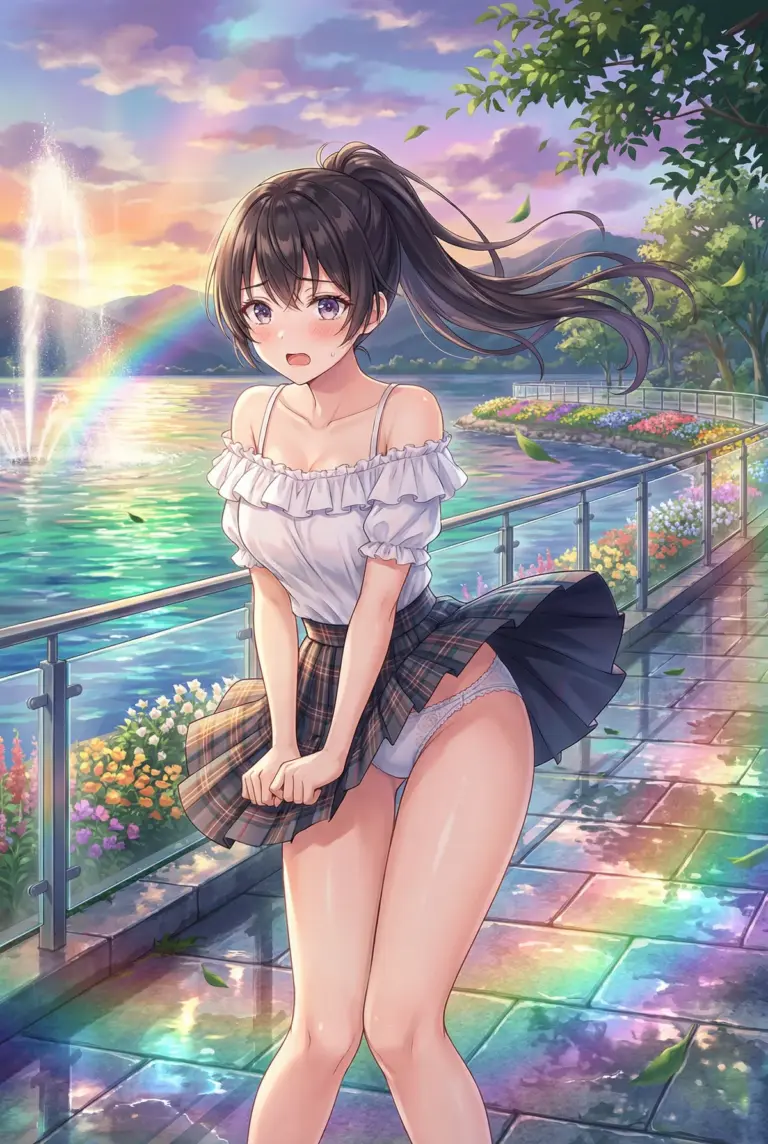 【周防 有希】夕暮れにスカートが翻る瞬間