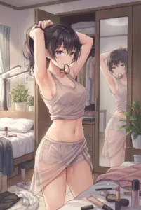 【周防 有希】お部屋で髪を結ぶ、可愛い日常